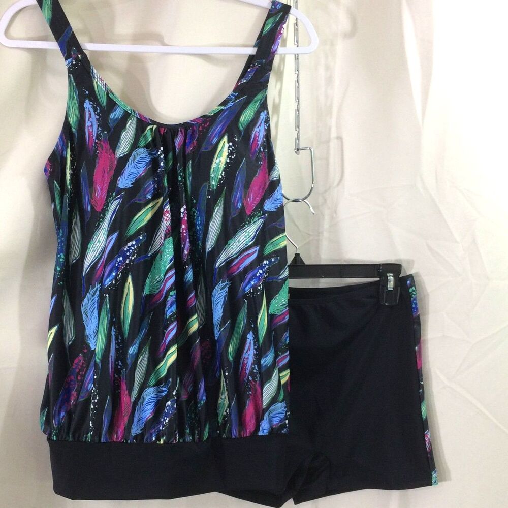 NEW Itzel Tankini Swimsuit Set Size 8 Blouson Top Boyshort Bottom NWT Adjustable